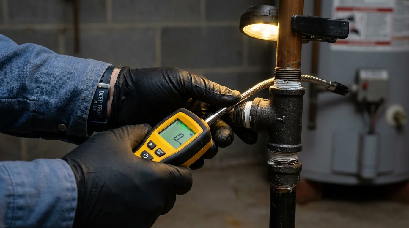Gas leak detection with electronic sniffer by Johns Plumbing LLC in Medway